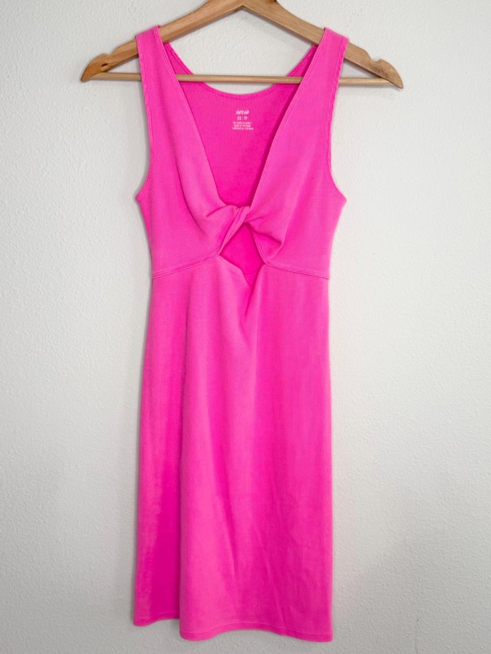 AERIE Sleeveless Twist-Front Pink Mini Dress Size XS - Picture 2 of 6